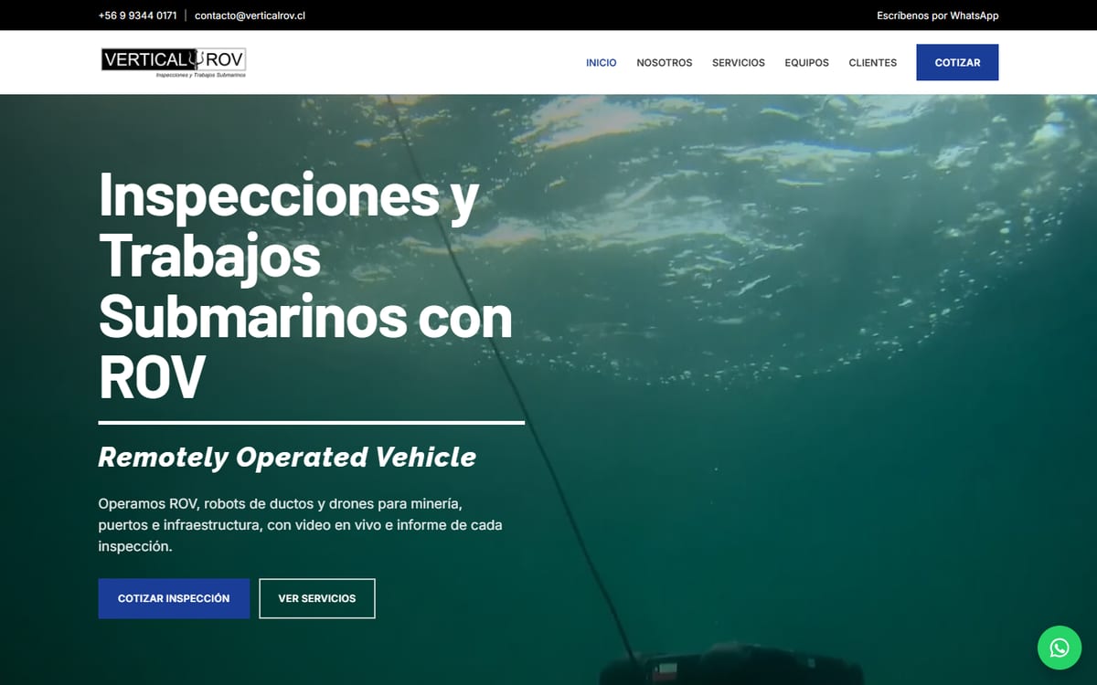Página de inicio de Vertical ROV